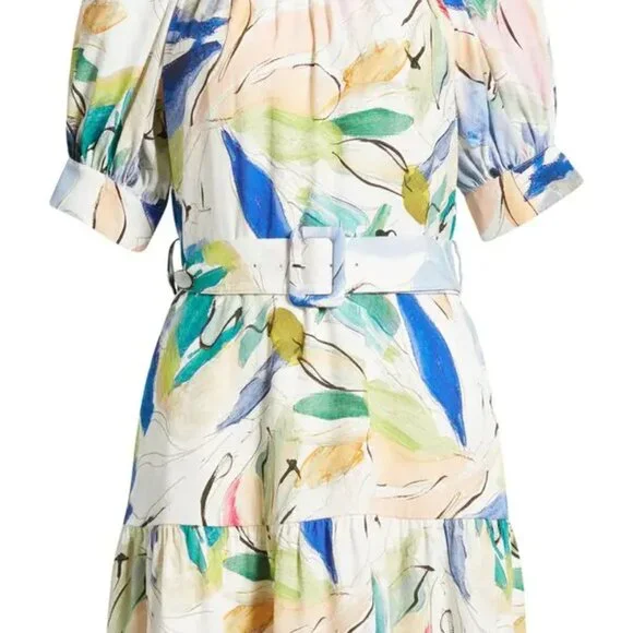 NEW Ted Baker London Rita Floral Belted Mini Dress In White Size 4, US 10 #1533 - Picture 4 of 9